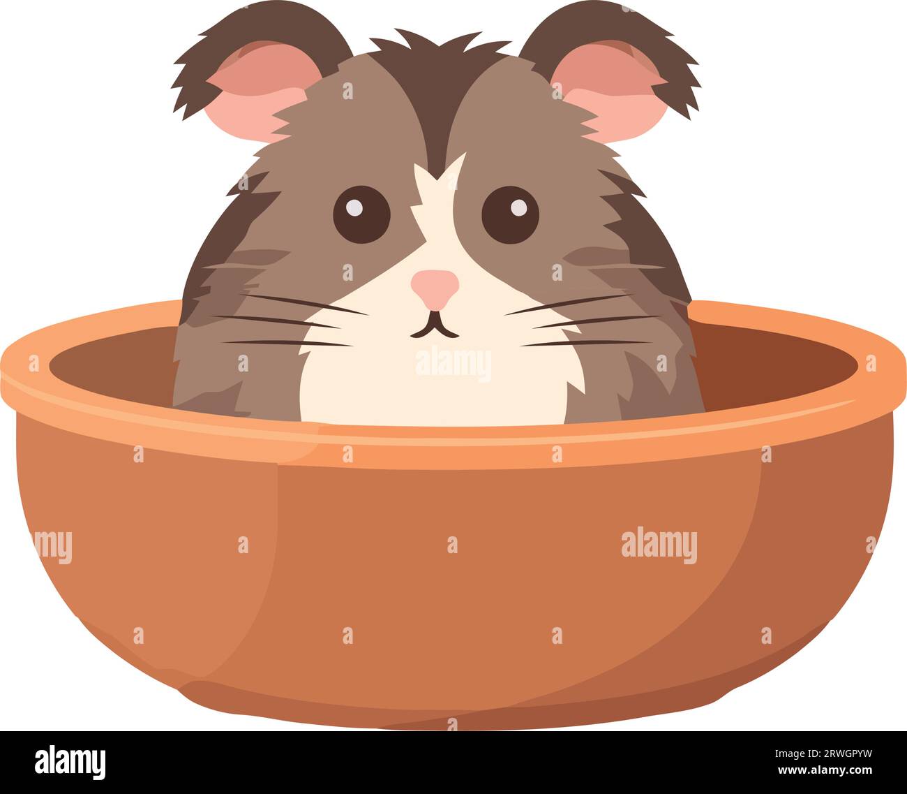 mouse sitting on red bowl Stock Vector