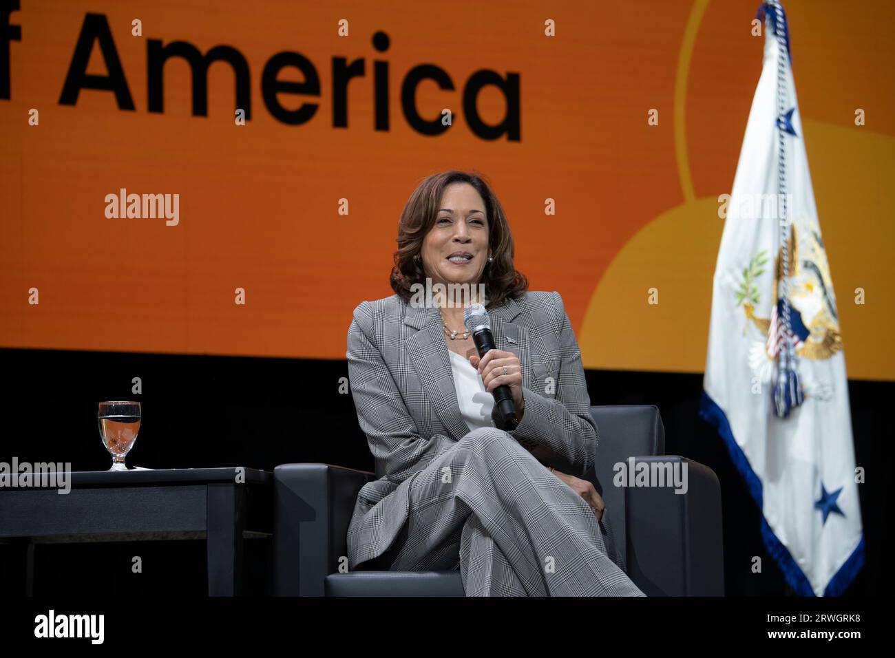 July 29, 2023 Boston, Massachusetts, USA United States Vice President Kamala Harris delivering