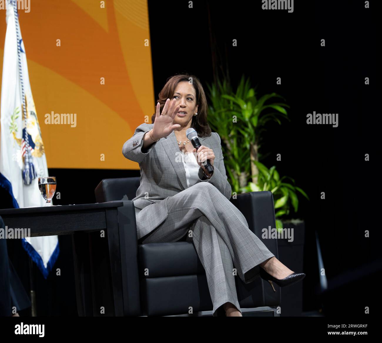 July 29, 2023 Boston, Massachusetts, USA United States Vice President Kamala Harris delivering