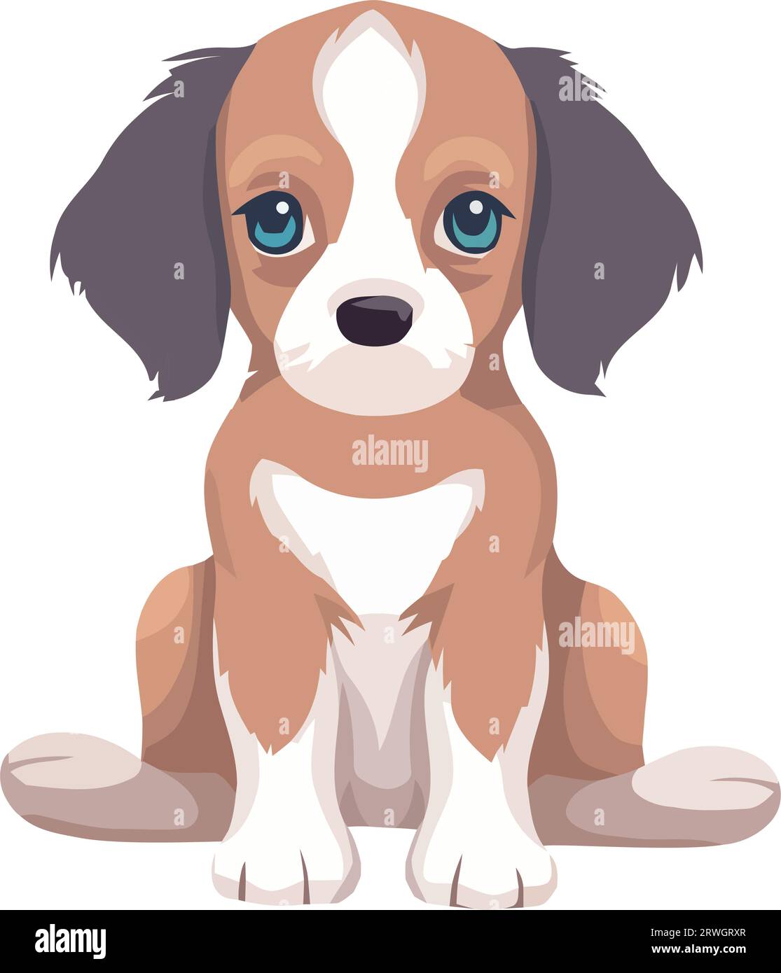 Cute puppy sitting looking cheerful Stock Vector Image & Art - Alamy