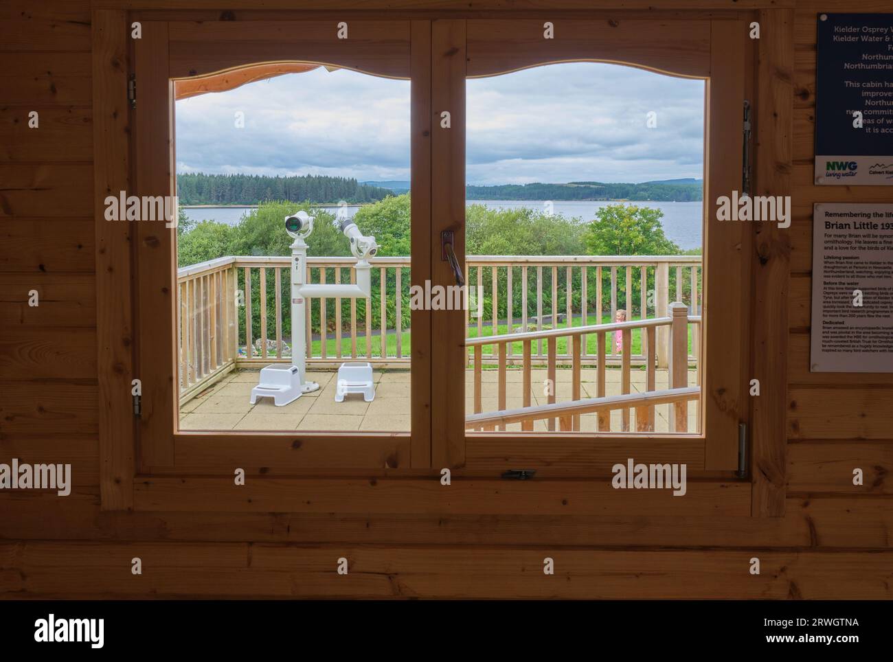 Telescopes at Osprey viewing station at Kielder Water, Kielder, Northumberland Stock Photo