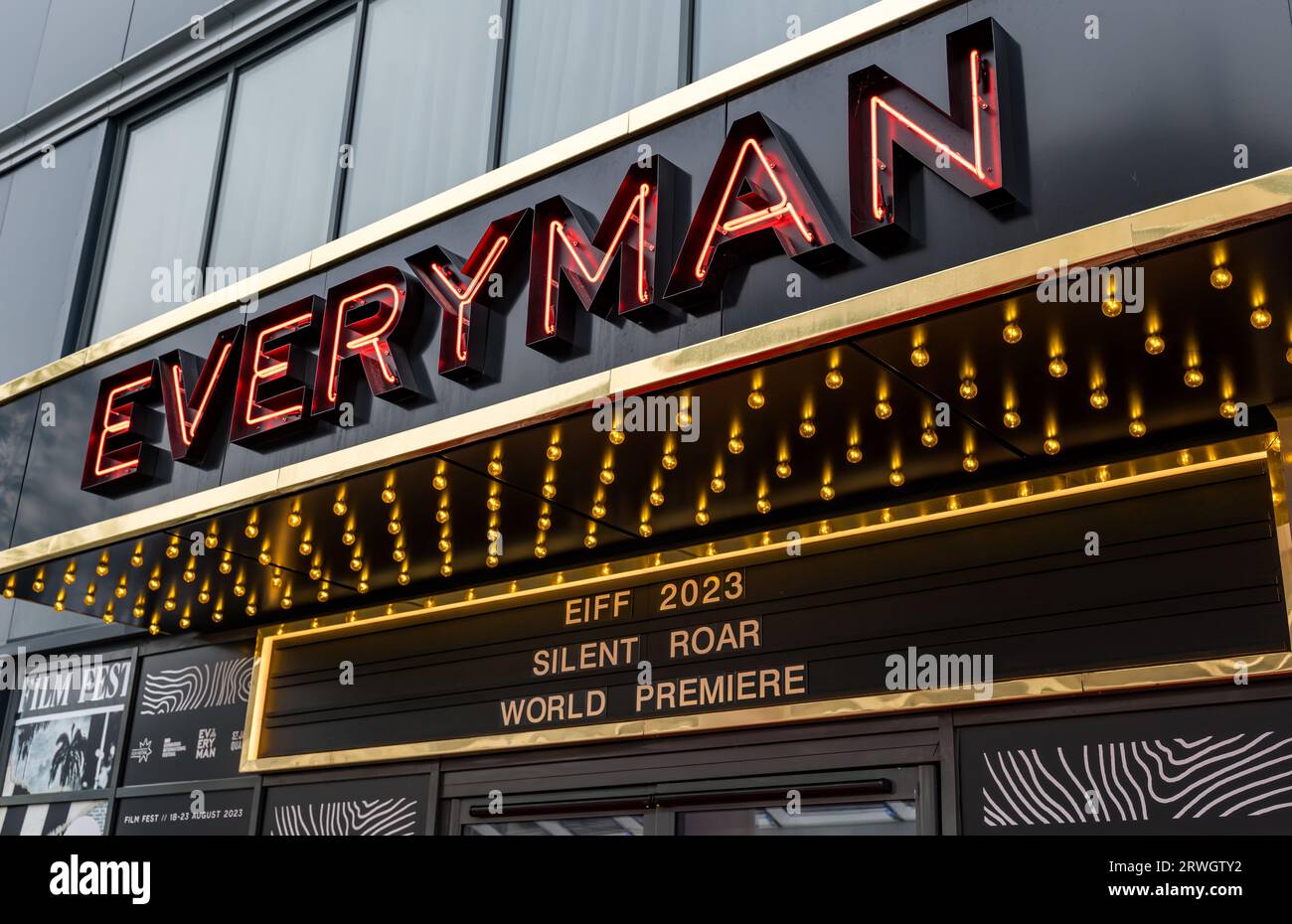 Exterior of Everyman cinema at Silent Roar premiere, Edinburgh International Film Festival, Scotland, UK Stock Photo