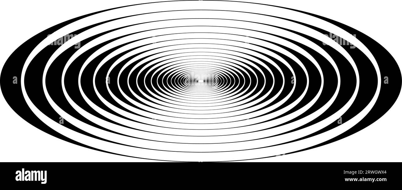 Concentric circle oval resonance waves,  visual representation resonance waves Stock Vector