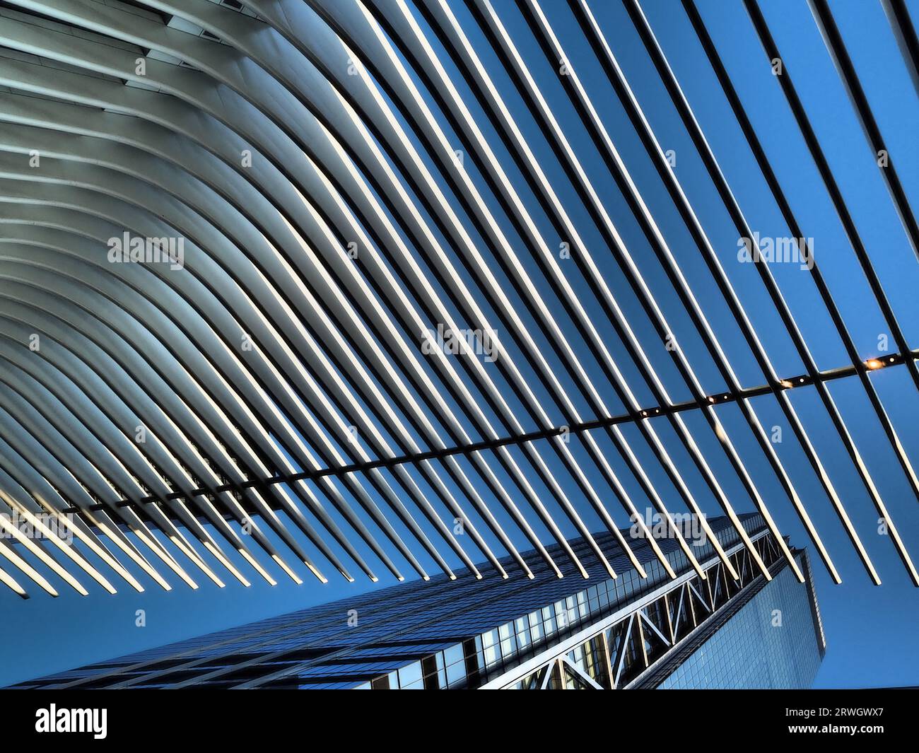 View of the Oculus, the transportation and shopping hub in downtown Manhattan. Stock Photo