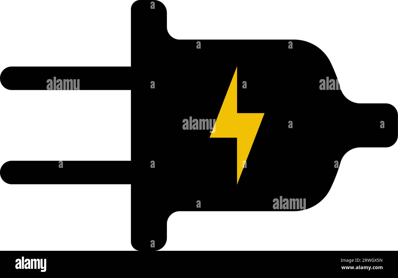 Electricity plug with lightning electric plug icon stock illustration
