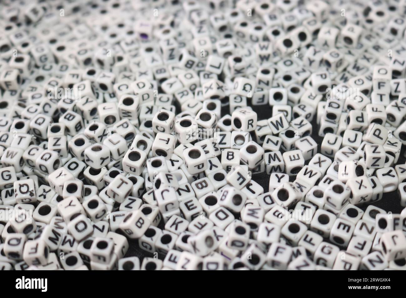 abstract image of white dice, cubes with letters Stock Photo