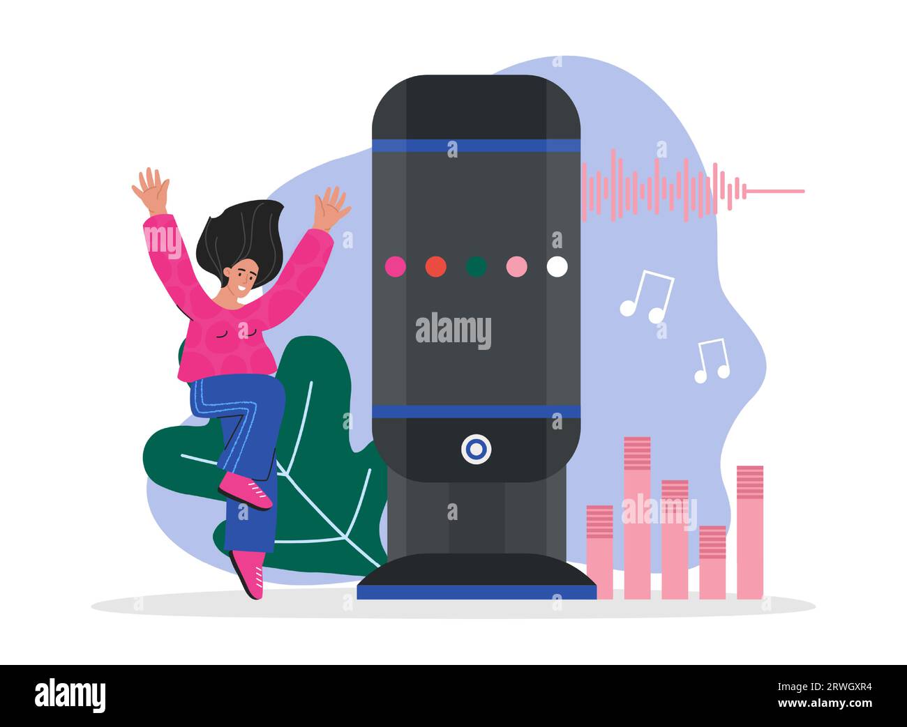 Interactive smart speaker or voice assistant for music Stock Vector