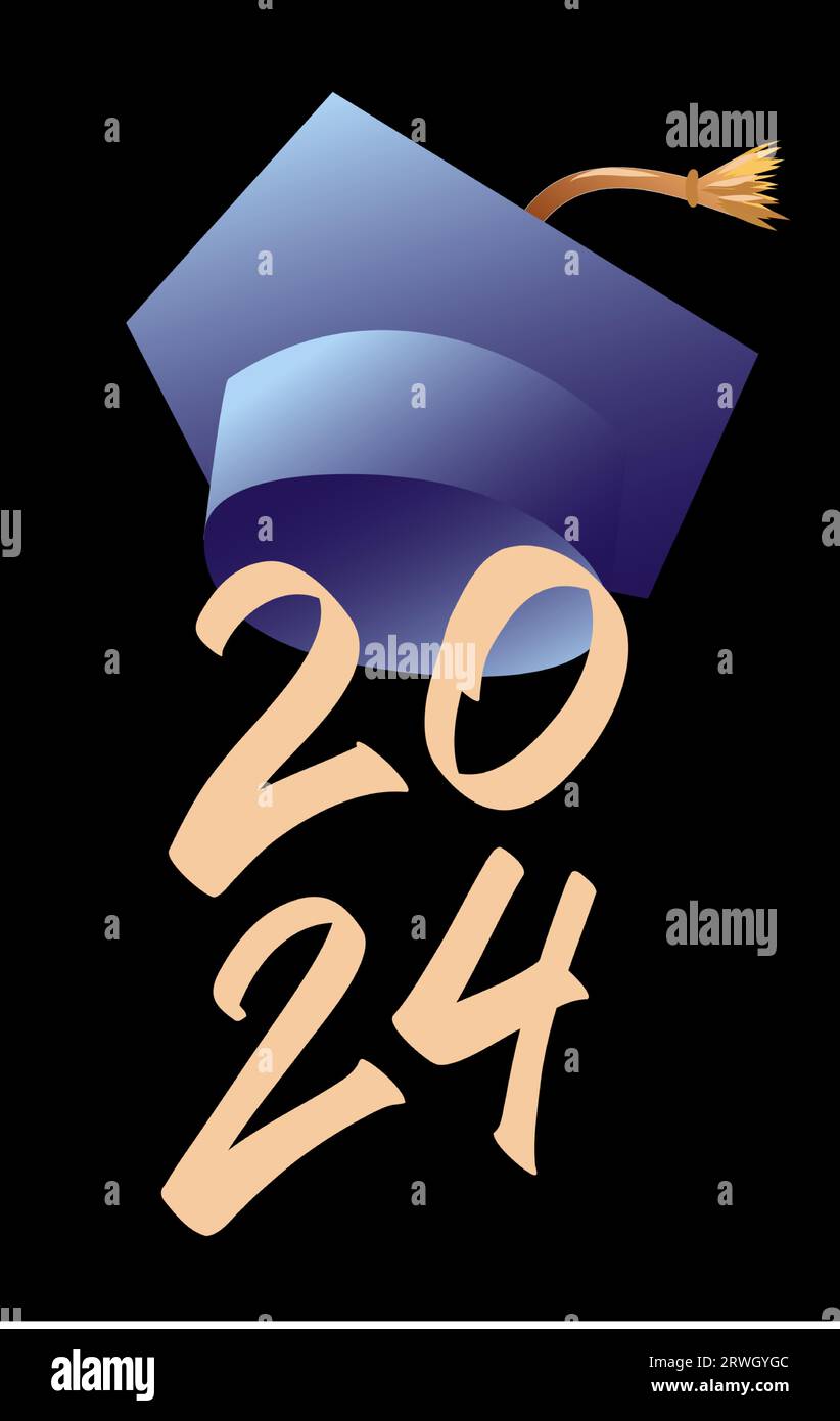 Blue Class of 2024 Graduation Cap Stock Vector Image & Art - Alamy