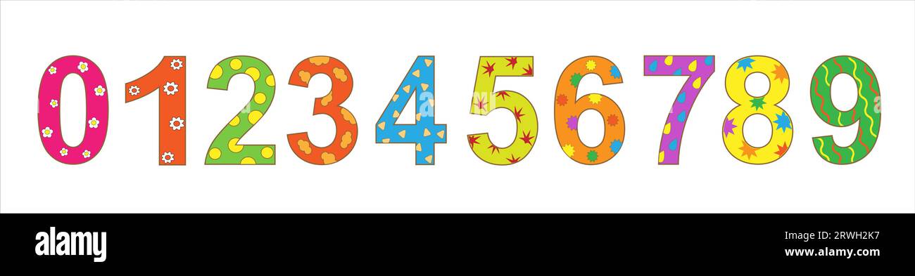 Set of colorful math numbers for children learning to count vector ...