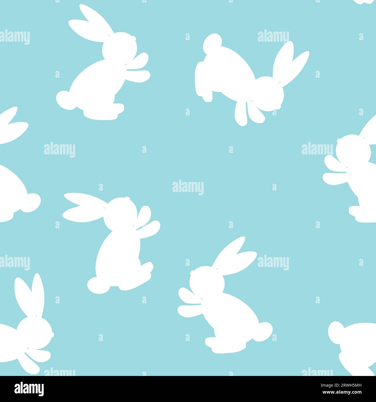 Seamless pattern with silhouette Easter rabbits on color background ...