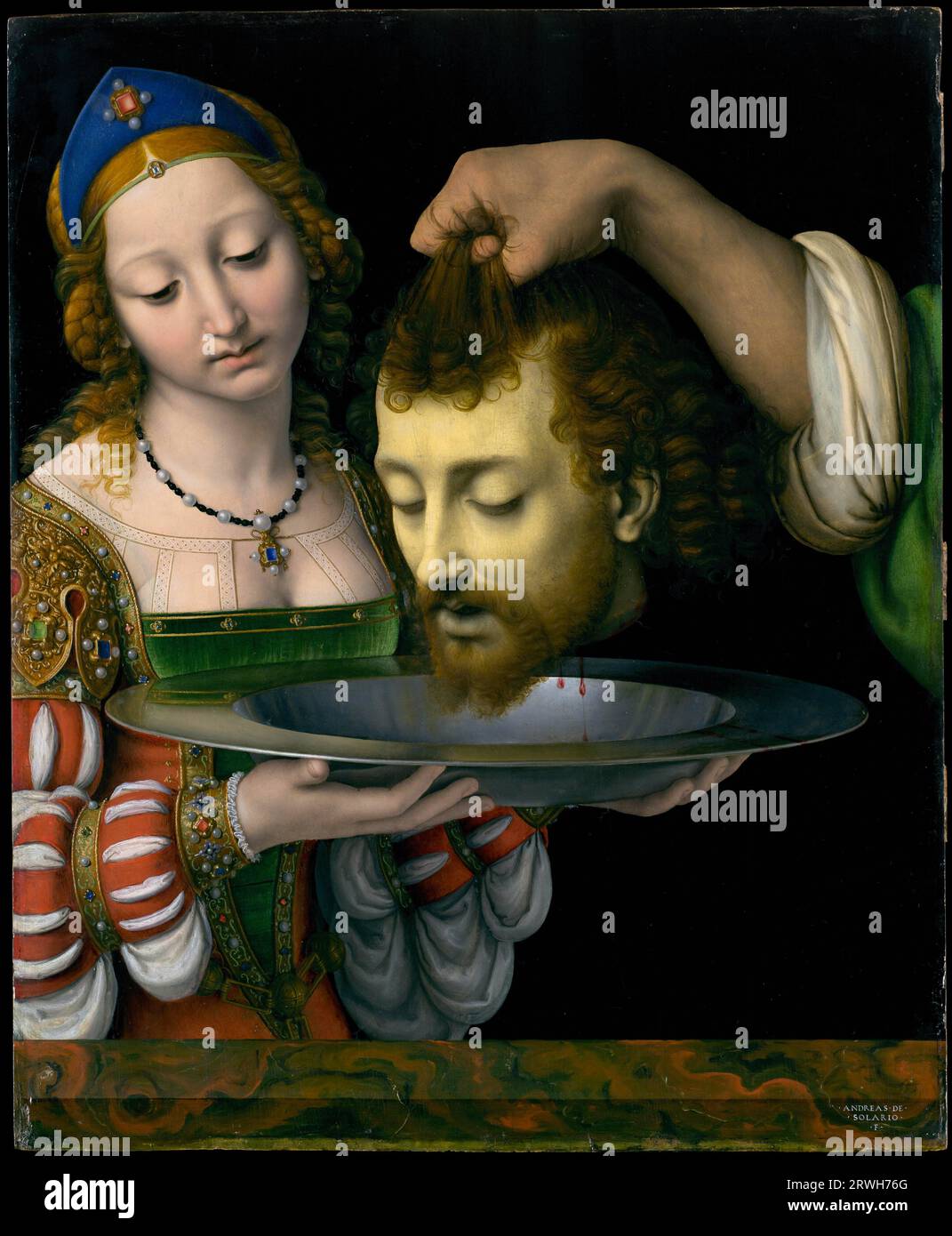 Salome with the head of Saint John the Baptist, Oil painting by Italian artist Andrea Solario, Ca. 1507–9 Stock Photo
