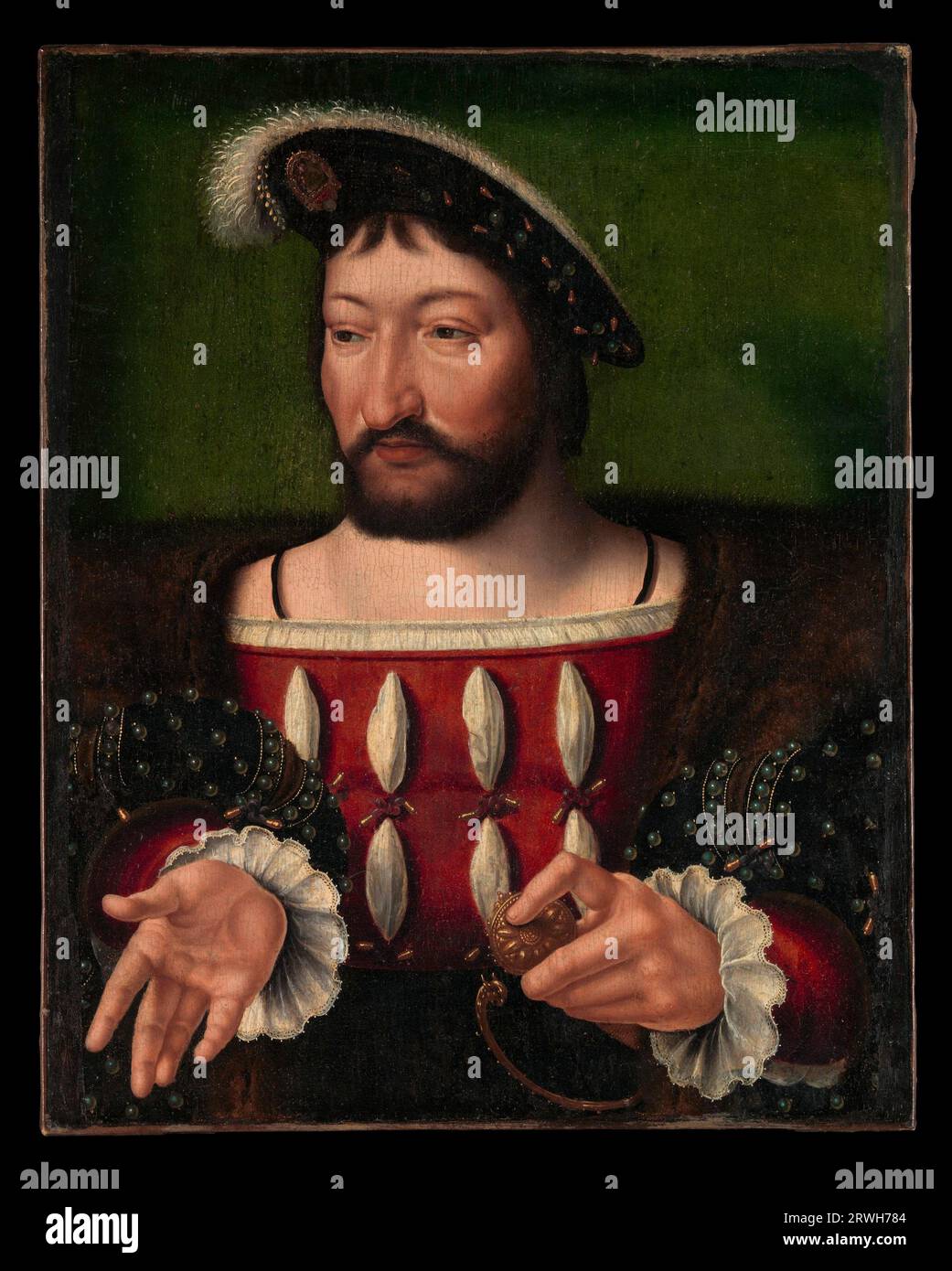 Francis I, 1494 -1547, King of France, oil painting from Workshop of Dutch artist Joos van Cleve, Oil on canvas 1500s Stock Photo