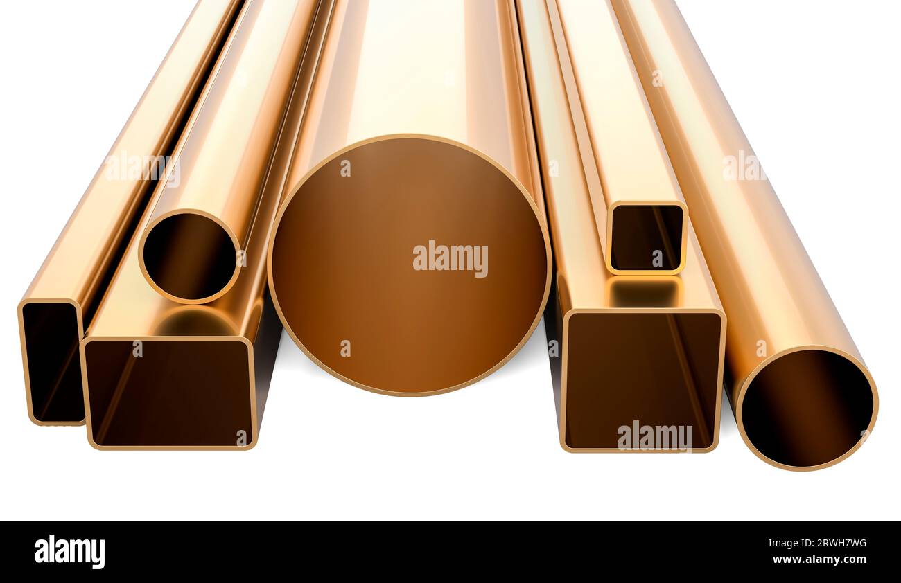 Round pipes and square pipes, from copper, bronze or brass. Cold rolled