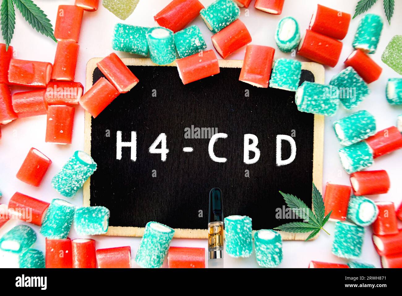 Medical Marijuana Edibles, Gummy Candies Infused with H4CBD Cannabinoids in food Stock Photo