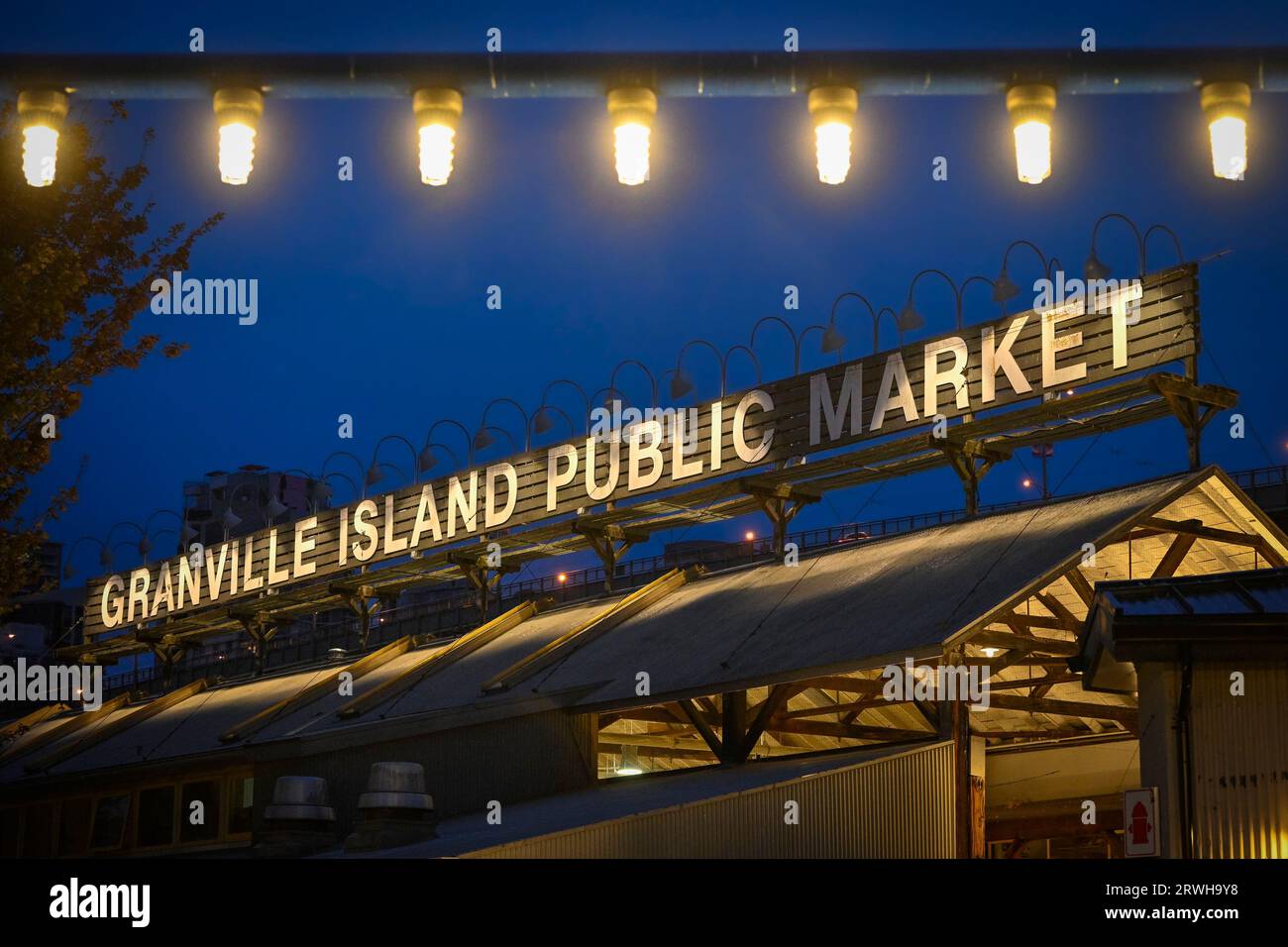 Granville Island Public Market sign, Granville Island, Vancouver, British Columbia,  Canada Stock Photo