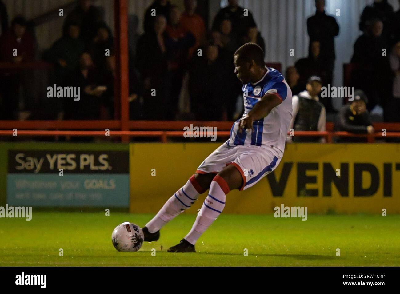 Hartlepool United's David Ferguson during the Vanarama National League  match between Altrincham and Hartlepool United at Moss Lane, Altrincham on  Tuesday 19th September 2023. (Photo: Scott Llewellyn