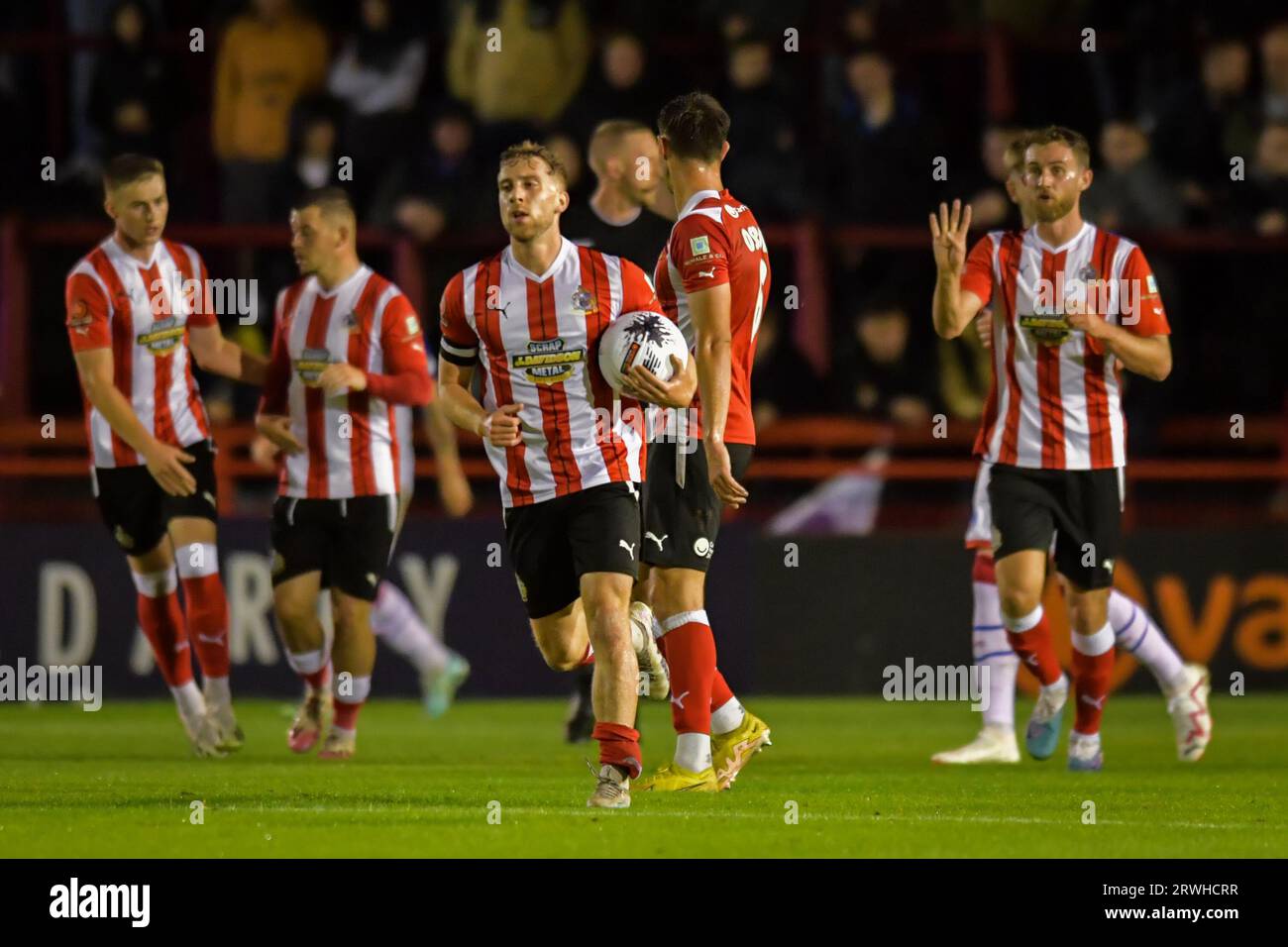 Hartlepool United's Mani Dieseruvwe during the Vanarama National League  match between Altrincham and Hartlepool United at Moss Lane, Altrincham on  Tuesday 19th September 2023. (Photo: Scott Llewellyn