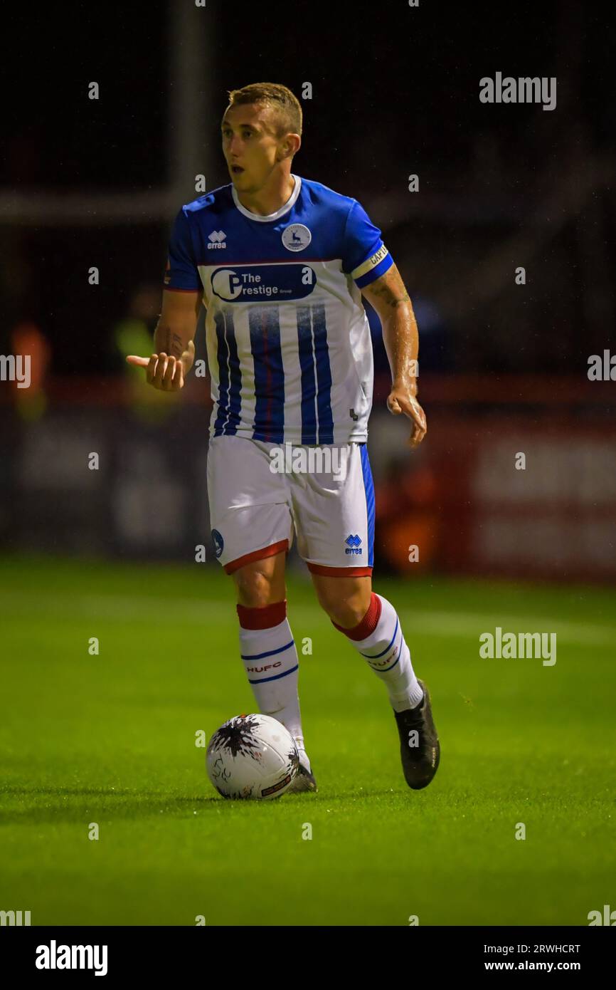 Hartlepool United's David Ferguson during the Vanarama National League  match between Altrincham and Hartlepool United at Moss Lane, Altrincham on  Tuesday 19th September 2023. (Photo: Scott Llewellyn