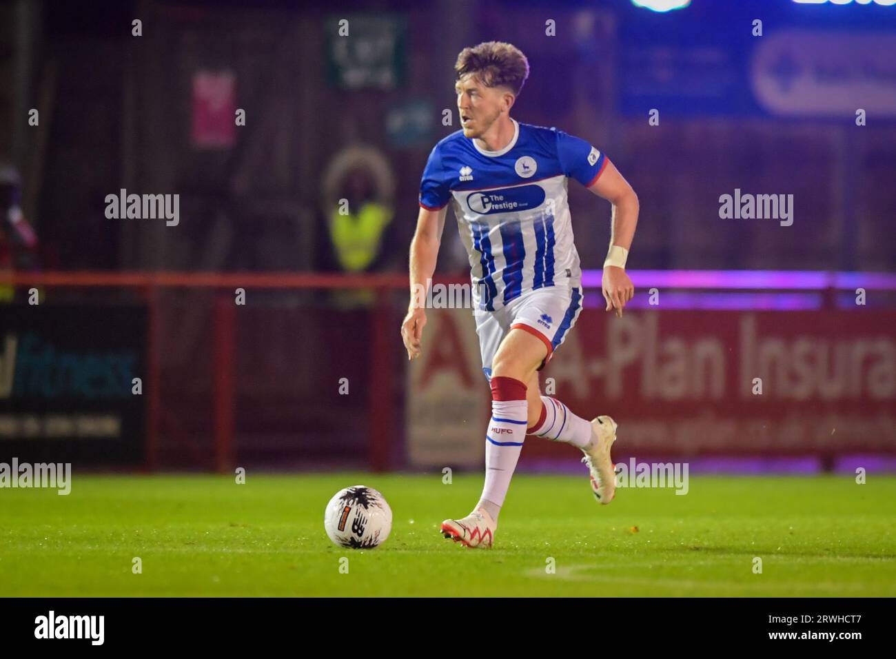 Hartlepool United's David Ferguson during the Vanarama National League  match between Altrincham and Hartlepool United at Moss Lane, Altrincham on  Tuesday 19th September 2023. (Photo: Scott Llewellyn