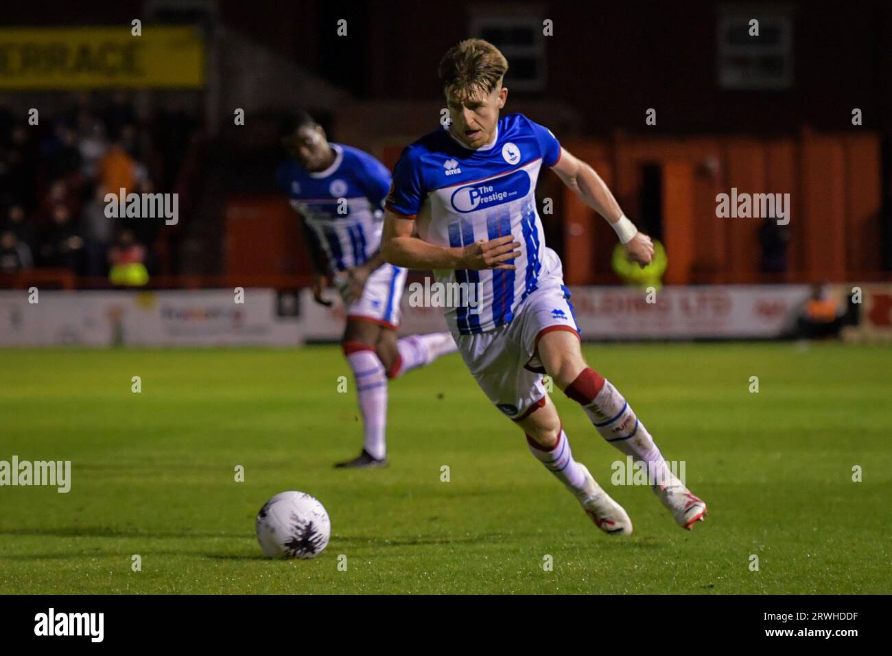 Hartlepool United's David Ferguson during the Vanarama National League  match between Altrincham and Hartlepool United at Moss Lane, Altrincham on  Tuesday 19th September 2023. (Photo: Scott Llewellyn