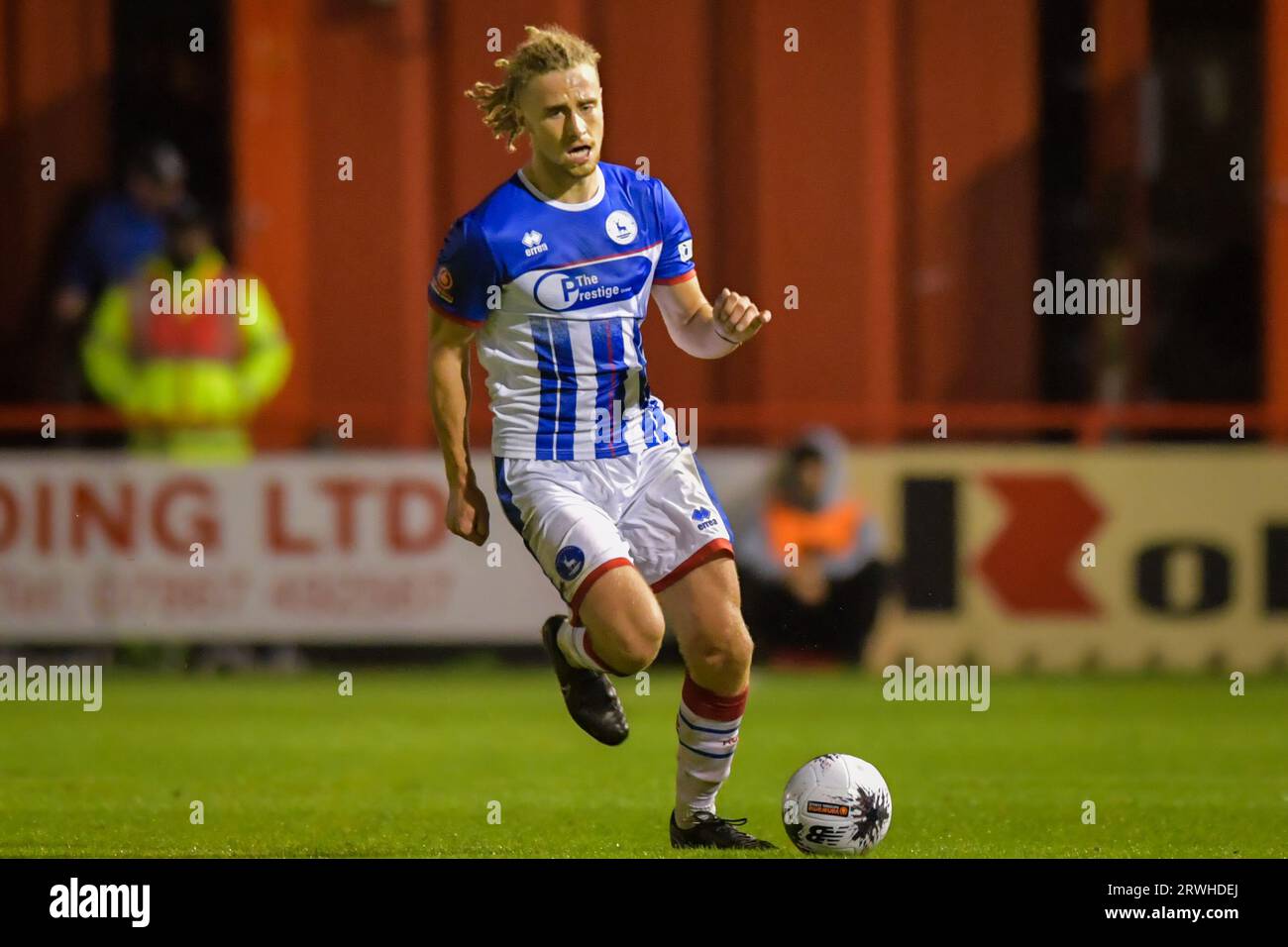 Hartlepool United's Ollie Finney during the Vanarama National League match  between Altrincham and Hartlepool United at Moss Lane, Altrincham on  Tuesday 19th September 2023. (Photo: Scott Llewellyn