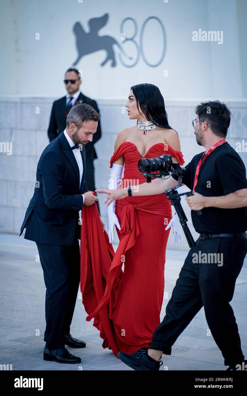 VENICE, ITALY - SEPTEMBER 05: Georgina Rodriguez attends a red carpet for  the movie "Enea" at the 80th Venice International Film Festival on Septembe  Stock Photo - Alamy