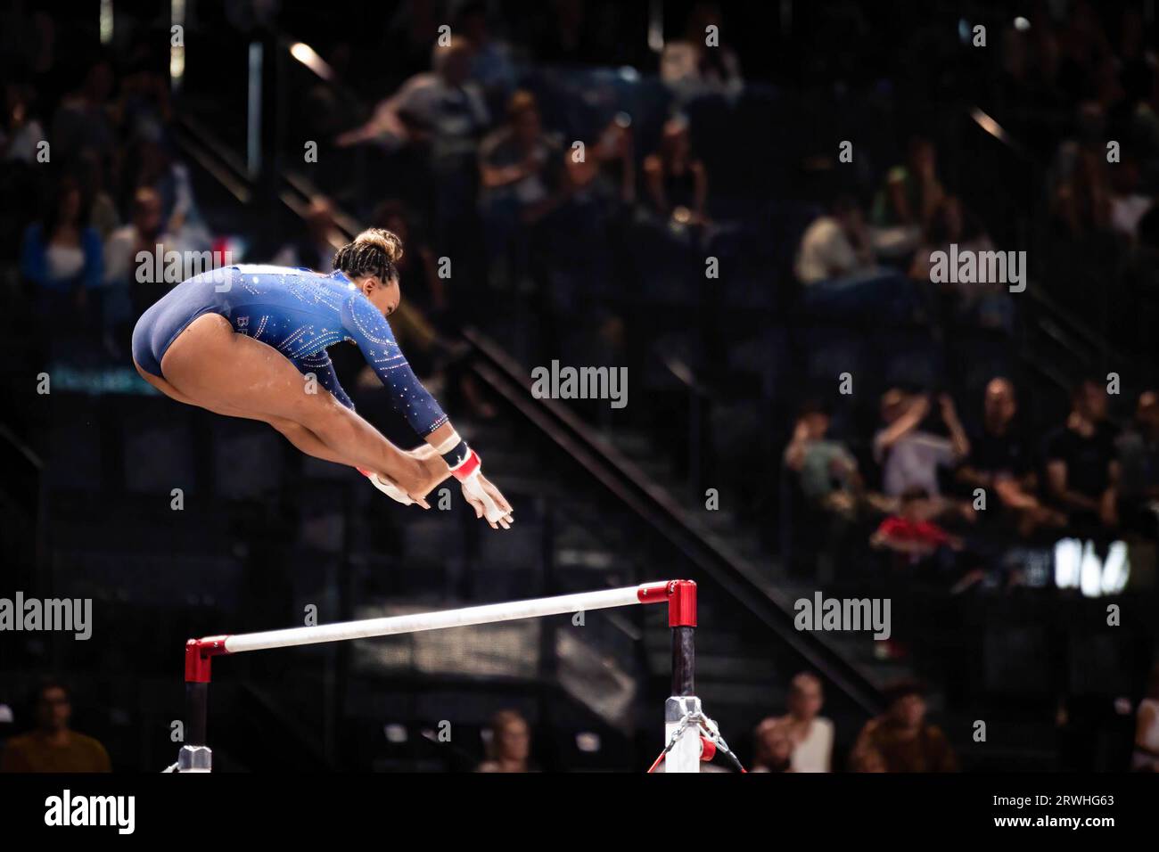 Brazilian gymnast Rebeca Andrade seen competing during the Finals of ...