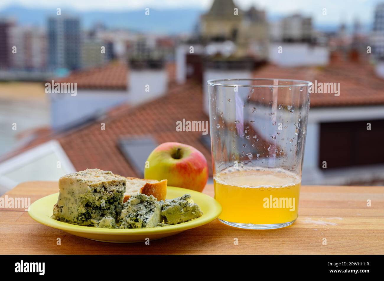 Food pairing in Asturias, blue cow cabrales cheese from caves in Arenas