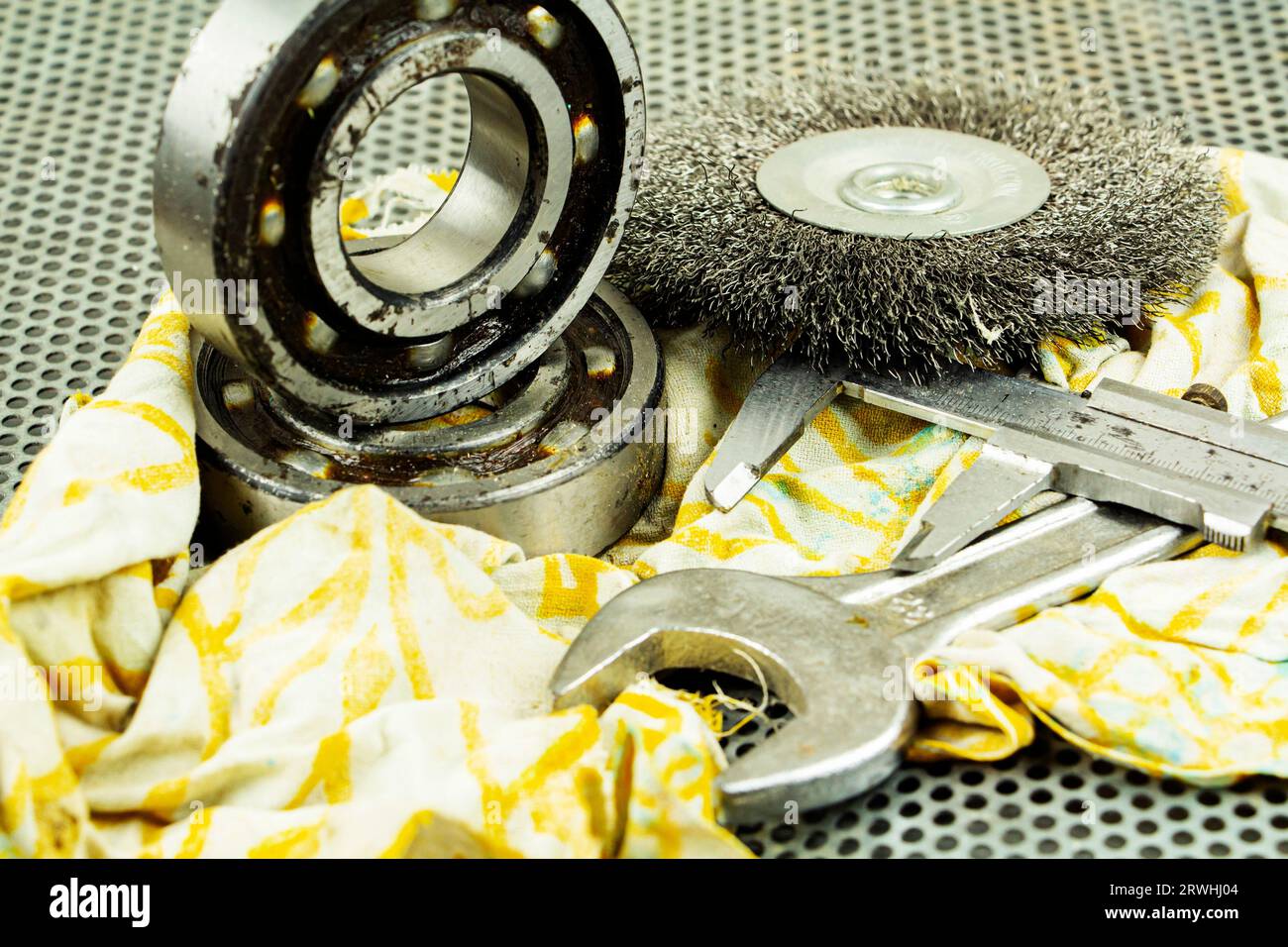 Ball Bearings steel bearings, tractor parts Stock Photo Alamy