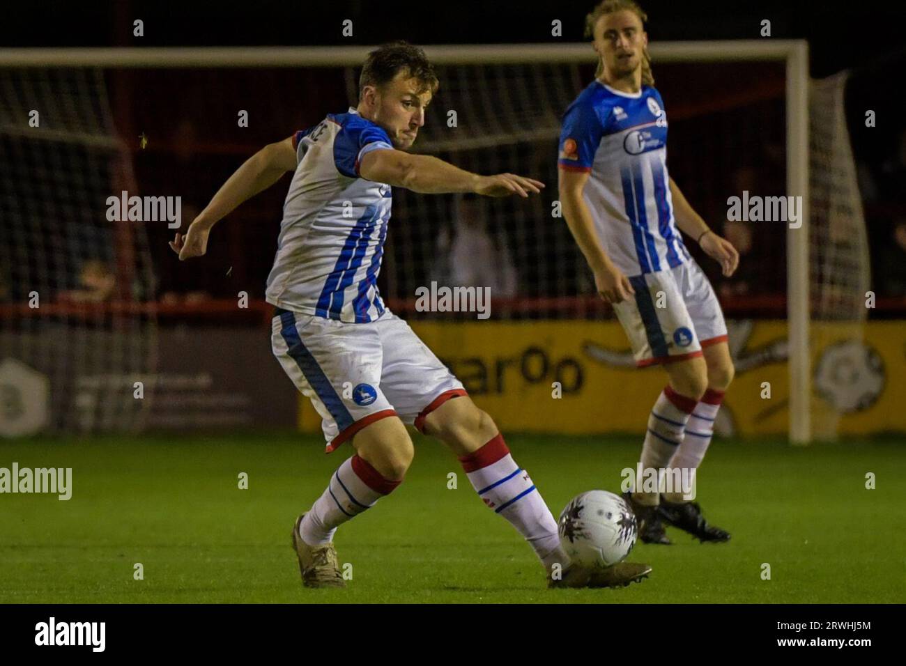 Hartlepool United's Mani Dieseruvwe during the Vanarama National League  match between Altrincham and Hartlepool United at Moss Lane, Altrincham on  Tuesday 19th September 2023. (Photo: Scott Llewellyn