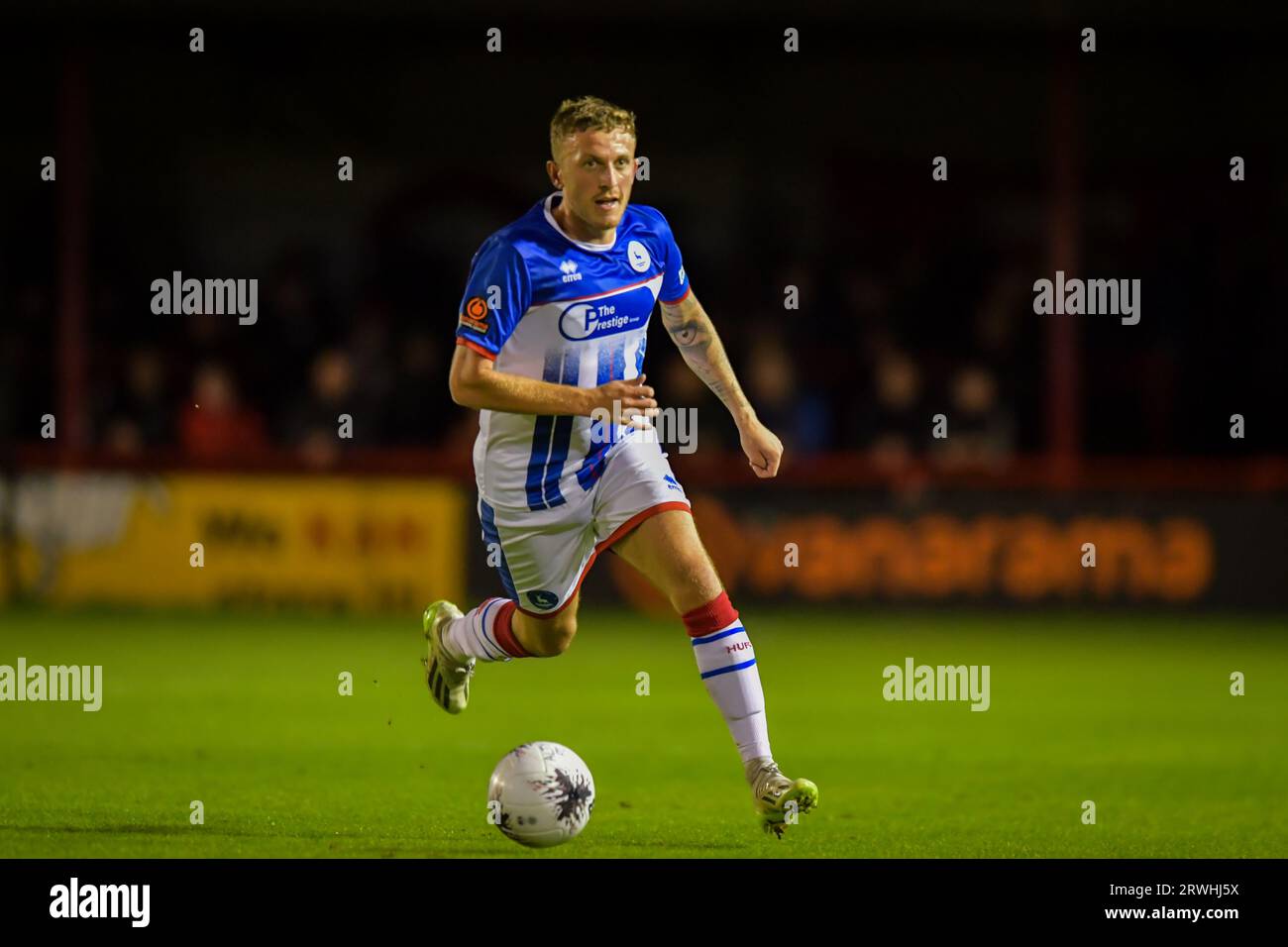 Hartlepool United's Ollie Finney during the Vanarama National League match  between Altrincham and Hartlepool United at Moss Lane, Altrincham on  Tuesday 19th September 2023. (Photo: Scott Llewellyn