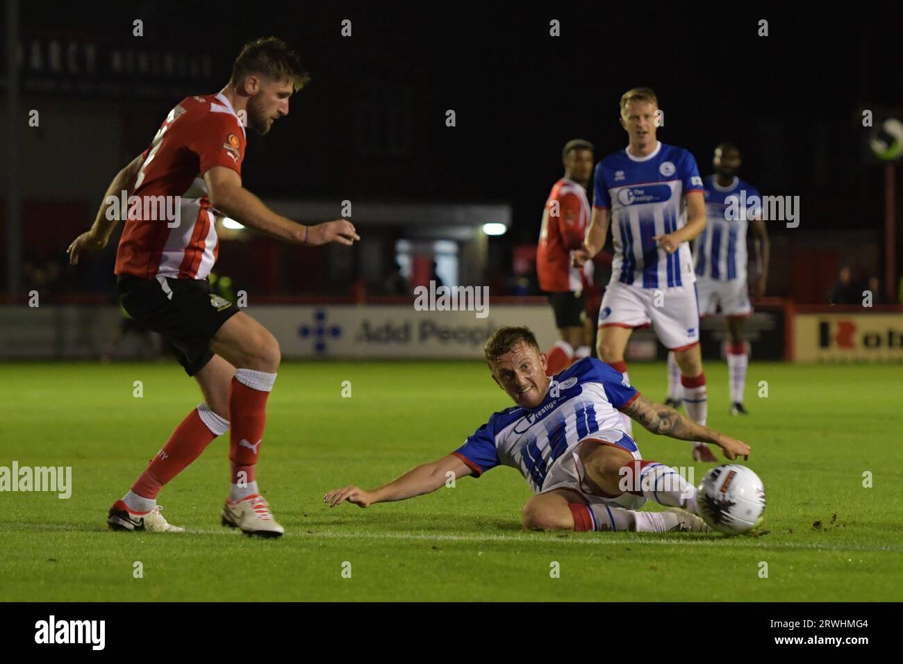 Hartlepool United's Ollie Finney during the Vanarama National League match  between Altrincham and Hartlepool United at Moss Lane, Altrincham on  Tuesday 19th September 2023. (Photo: Scott Llewellyn