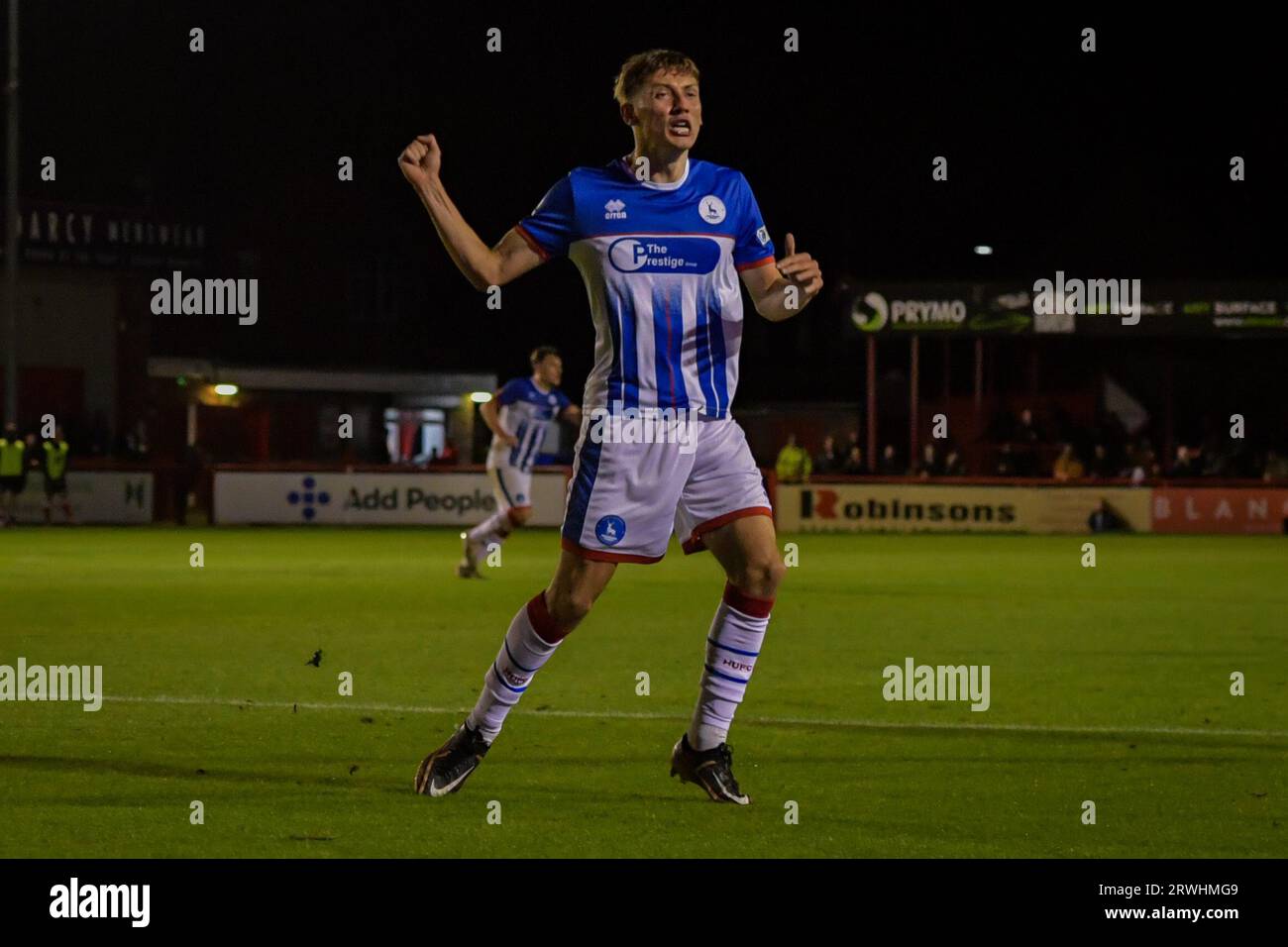 Hartlepool United's David Ferguson during the Vanarama National League  match between Altrincham and Hartlepool United at Moss Lane, Altrincham on  Tuesday 19th September 2023. (Photo: Scott Llewellyn