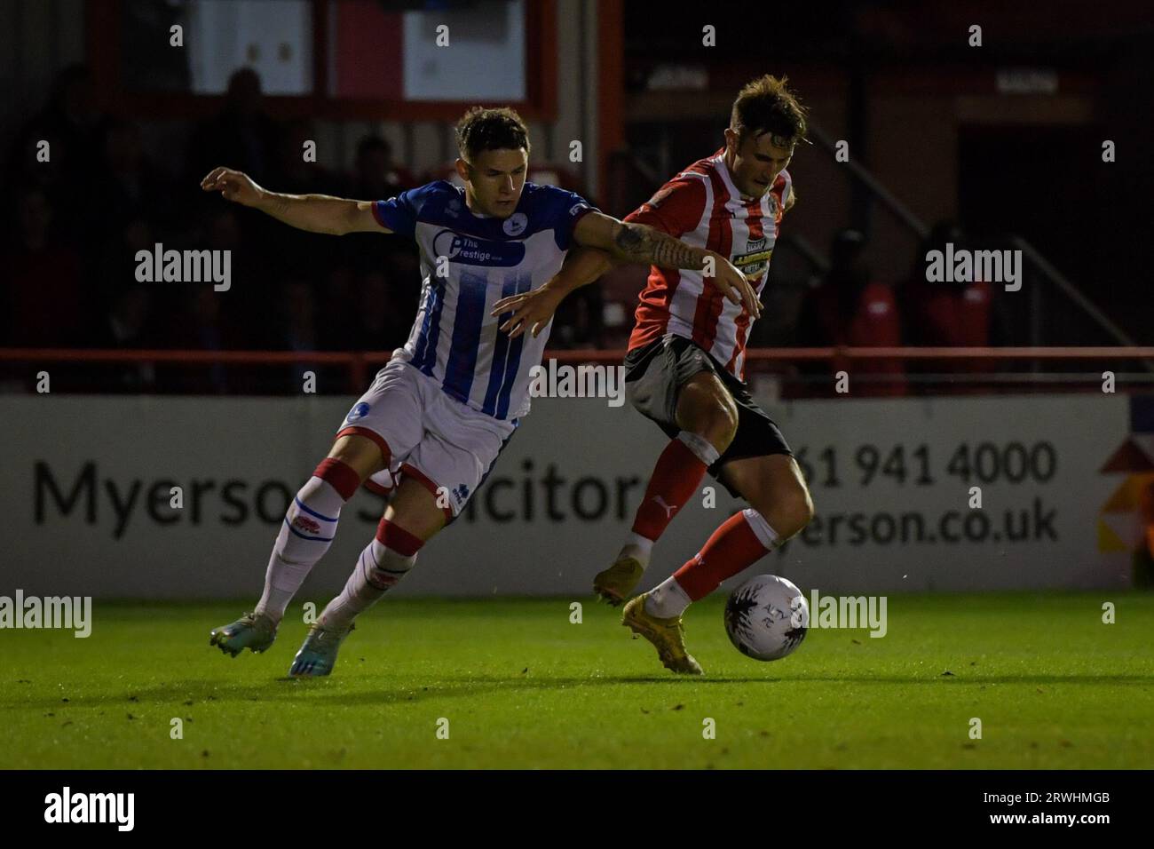 Hartlepool United's Mani Dieseruvwe during the Vanarama National League  match between Altrincham and Hartlepool United at Moss Lane, Altrincham on  Tuesday 19th September 2023. (Photo: Scott Llewellyn