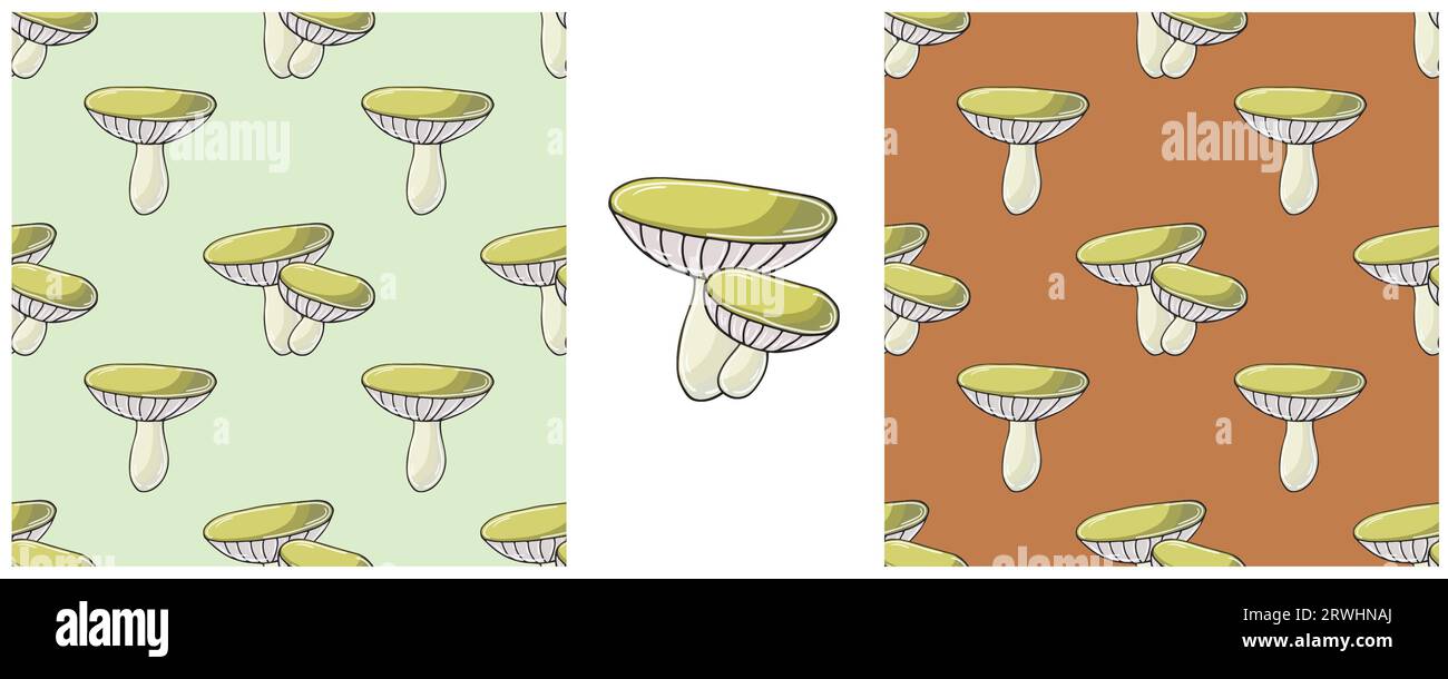 Xerocomus. Set Seamless pattern with forest mushrooms. Autumn motives. Can be used for fabric and etc Stock Vector