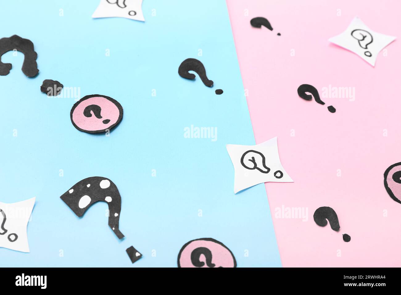 Different question marks on color background Stock Photo - Alamy