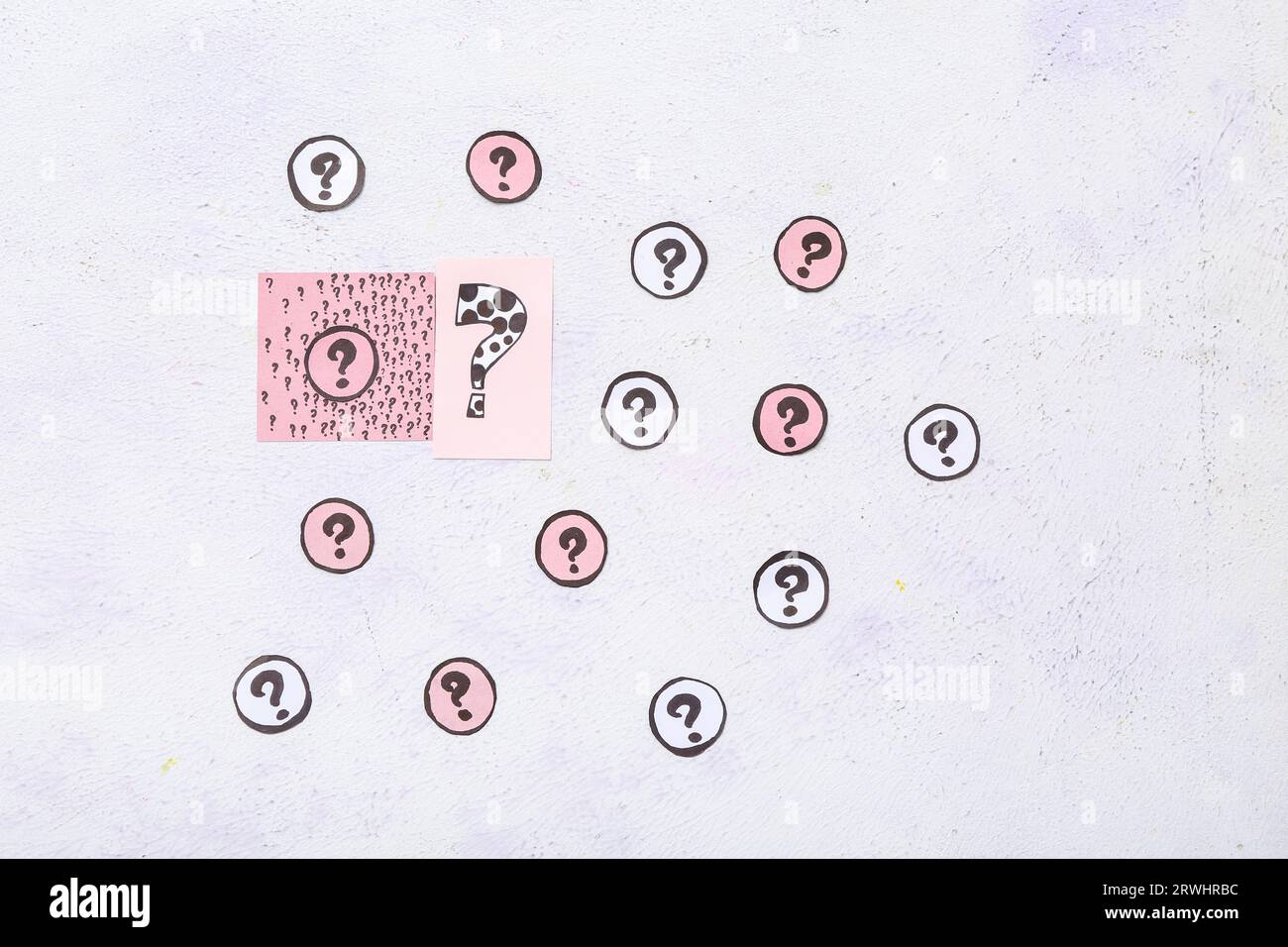 Different question marks on white background Stock Photo - Alamy