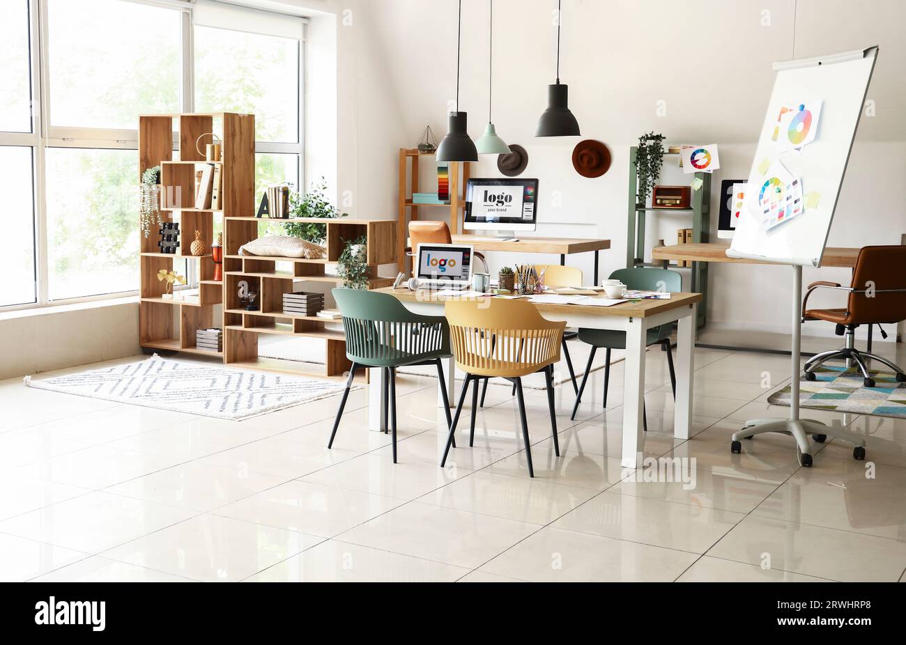 Interior of office with graphic designer's workplaces Stock Photo