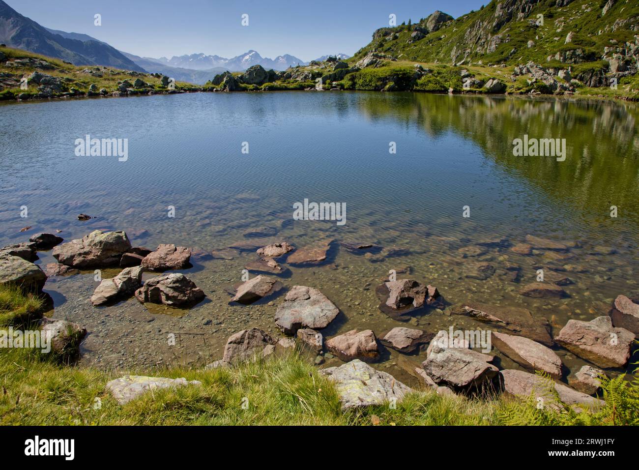 Lake of Pas de la Coche in Belledonne mountain range Stock Photo