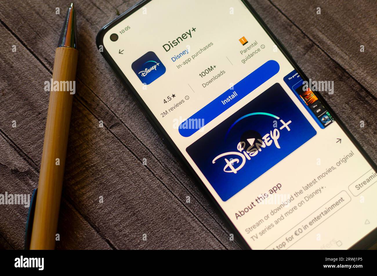 Madrid, Spain. 09 17 2023: Disney+ app is seen in the App Store on an ...