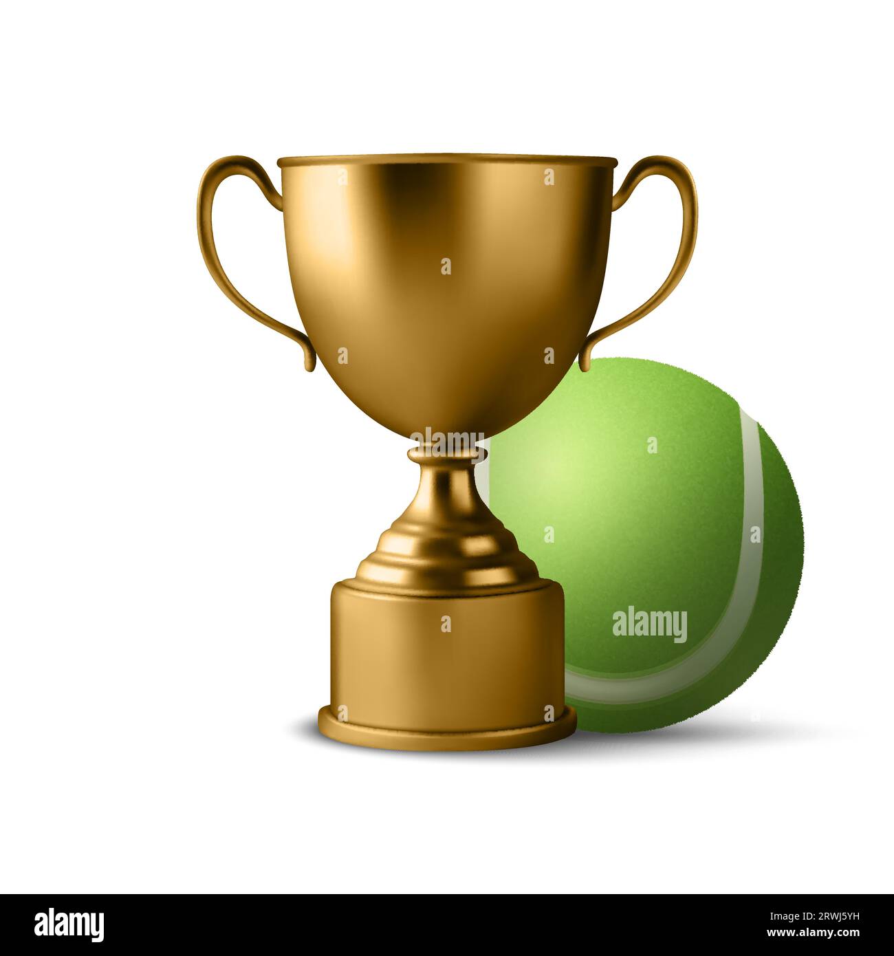 Vector 3d Realistic Blank Golden Champion Cup Icon with Tennis Ball Set ...