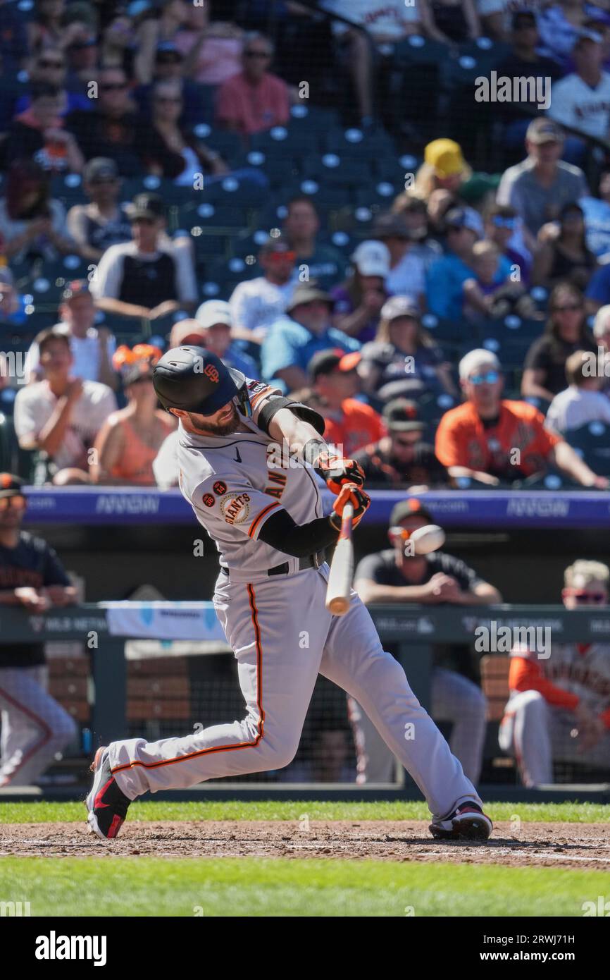 San Francisco Giants' Mitch Haniger scores on a single by Casey Schmitt  against the Miami Marlins during the sixth inning of a baseball game in San  Francisco, Friday, May 19, 2023. (Santiago