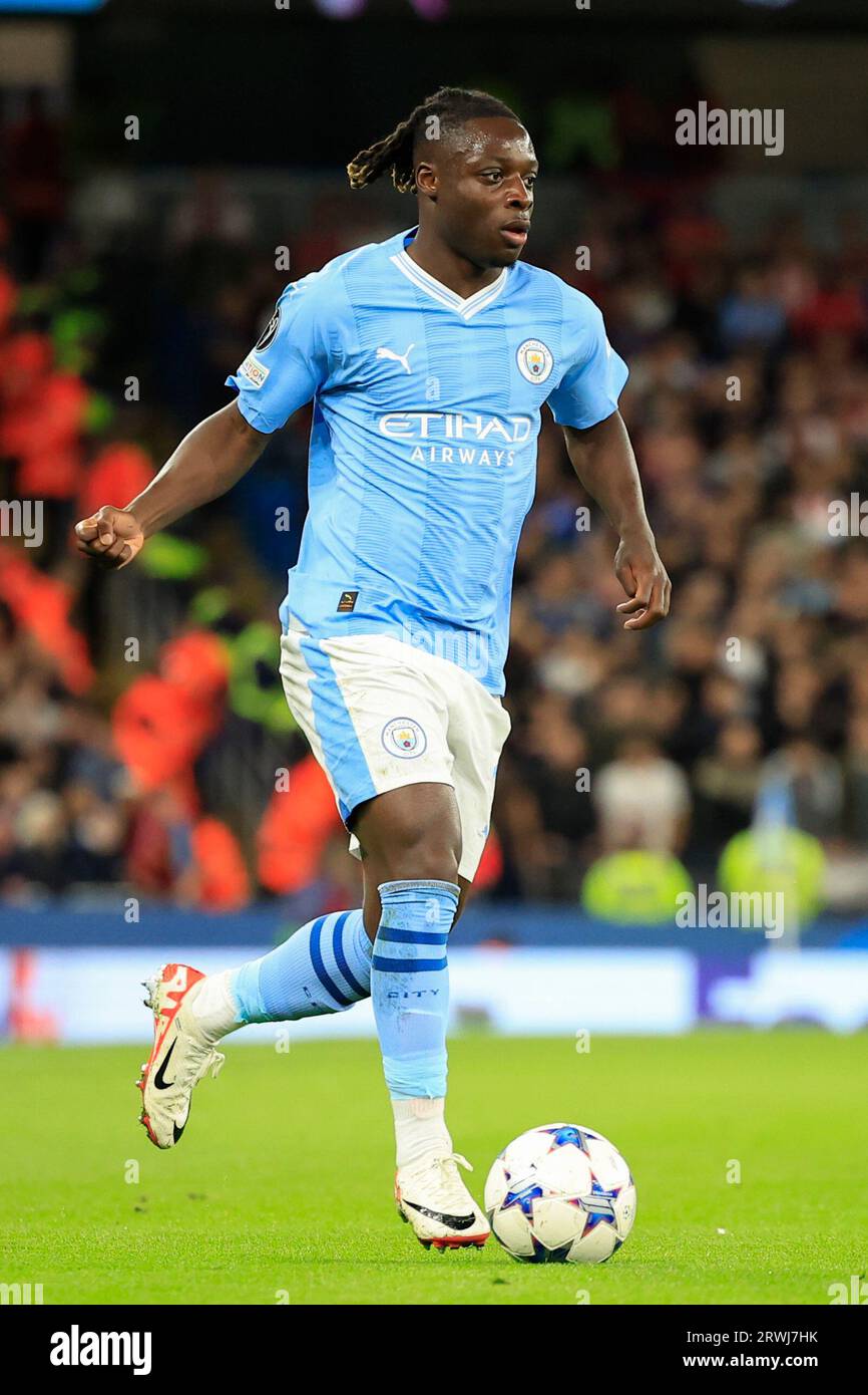 Jeremy Doku #11 of Manchester City during the UEFA Champions League