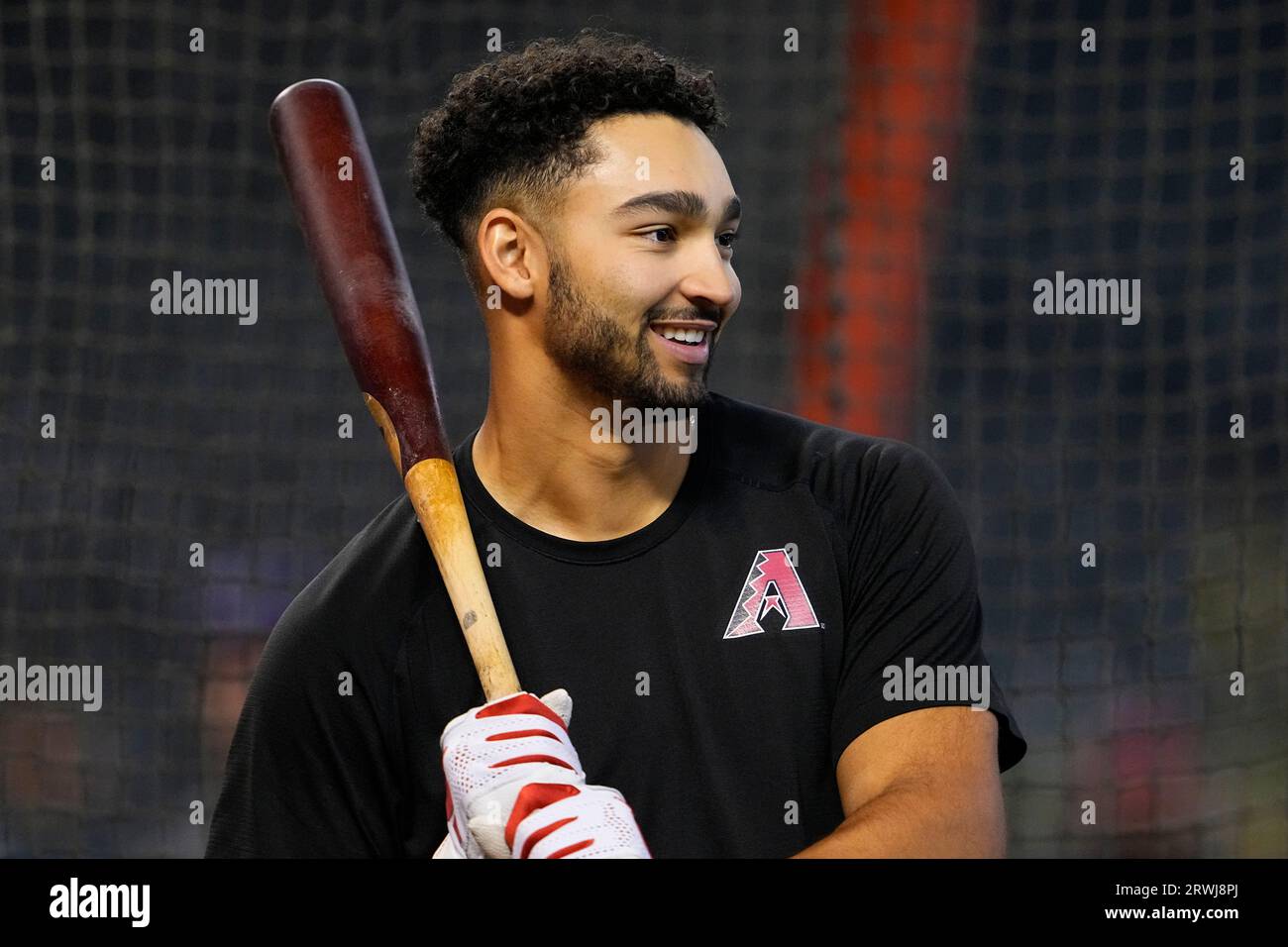 Arizona Diamondbacks' Jordan Lawlar takes batting practice prior