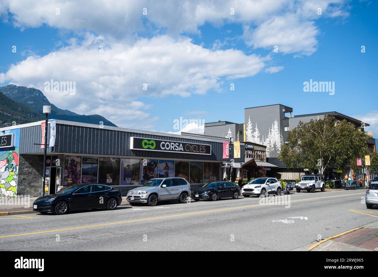 Cleveland Avenue in downtown Squamish BC, Canada. Stock Photo