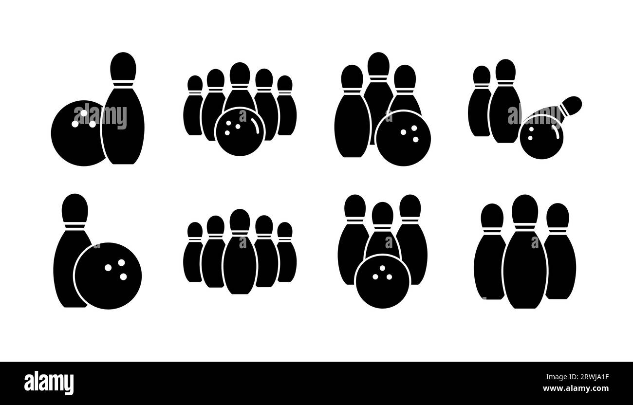 Bowling icon vector. Bowling ball and pin icon. Bowling pins with ball ...