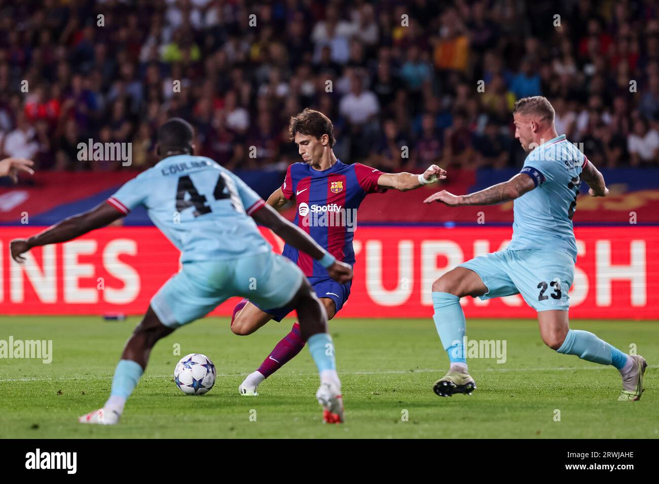 Barcelona, Spain. 19th Sep, 2023. BARCELONA, SPAIN - SEPTEMBER 19: Joao Felix of FC Barcelona during the UEFA Champions League match between FC Barcelona and Royal Antwerp FC at the Estadi Olimpic Lluis Companys on September 19, 2023 in Barcelona, Spain Credit: DAX Images/Alamy Live News Stock Photo