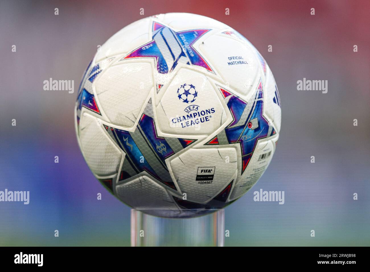 MILAN ITALY 19th Sep 2023 The Adidas Pallone UCL match ball is seen ahead of the UEFA Champions League Group F match between AC Milan and Newcastle United at the San