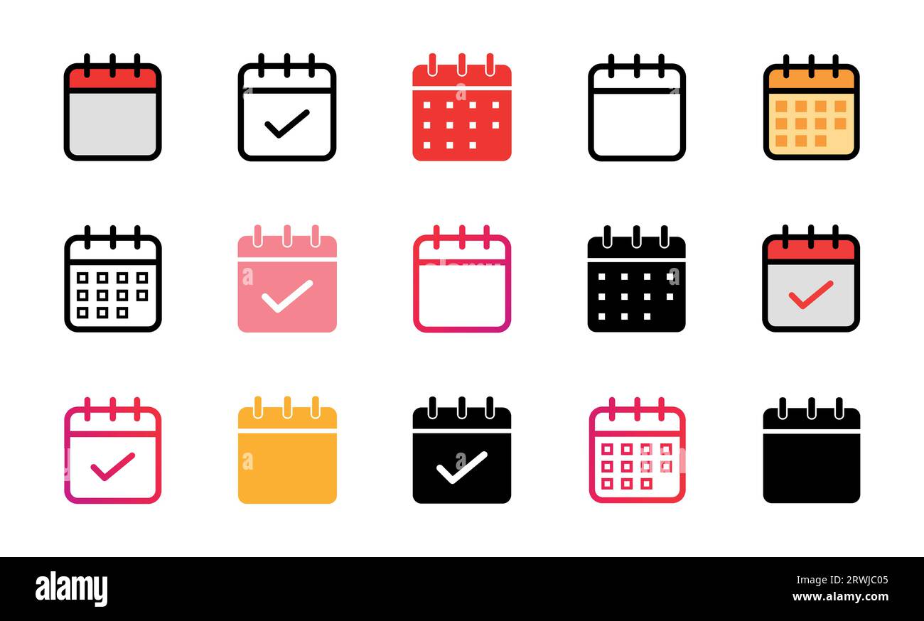 Calendar Icon Set Vector Illustration Stock Vector Image & Art - Alamy
