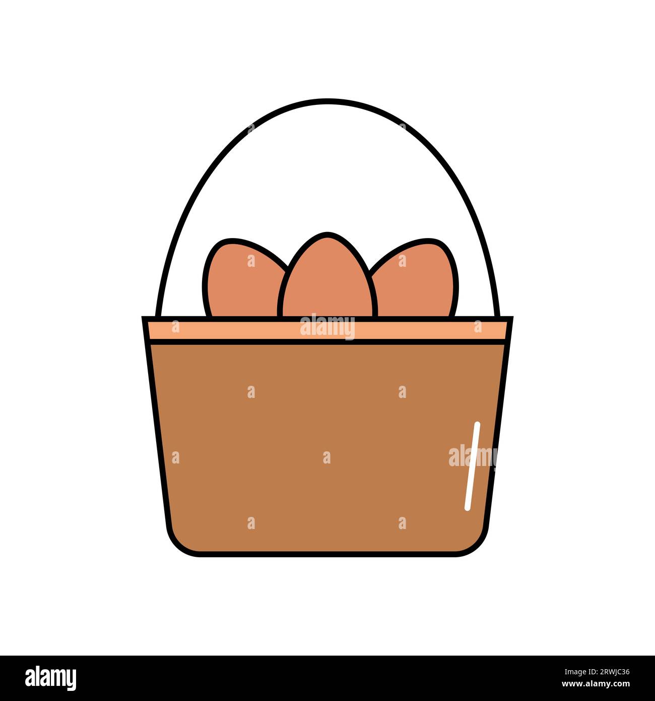 Eggs basket Icon Vector Illustration. Eggs basket Lineal Color Icon ...